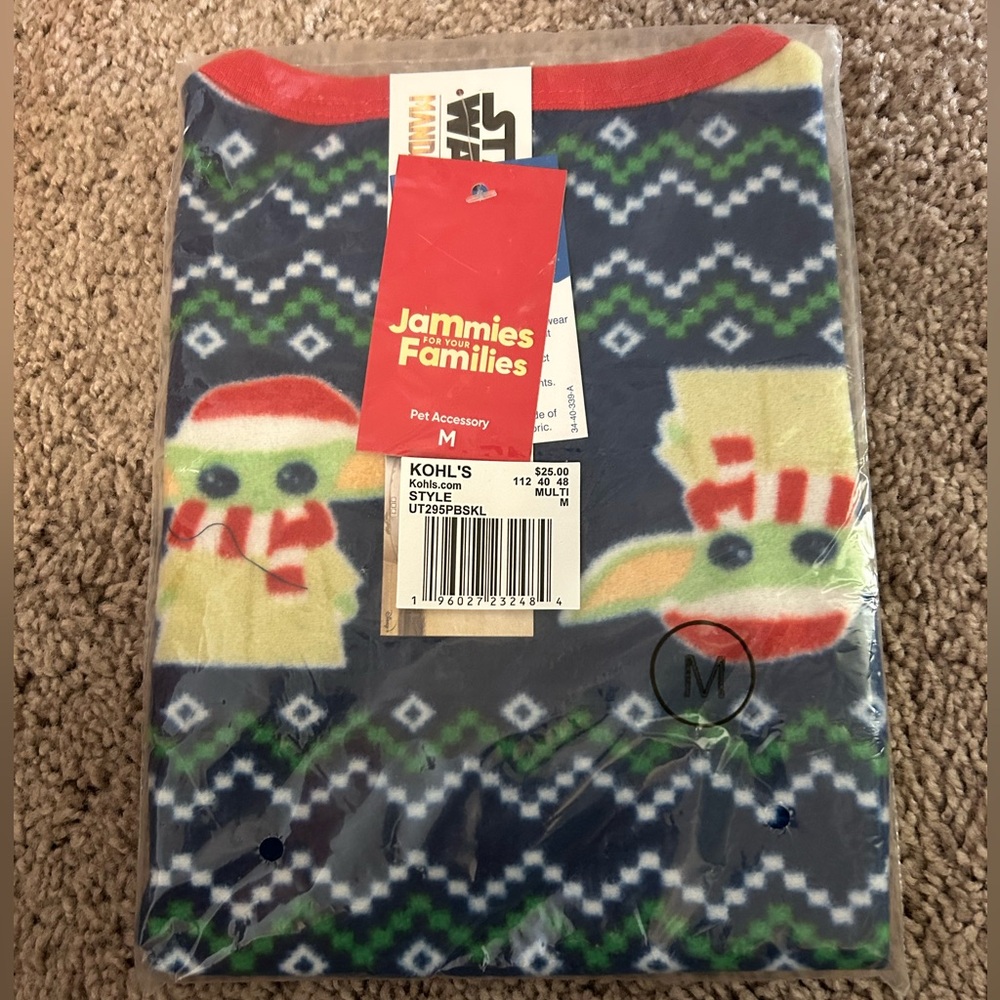 BNIP Kohl’s Baby Yoda Grogu The Child Size M Pet Pajamas Jammies Families - Picture 2 of 5